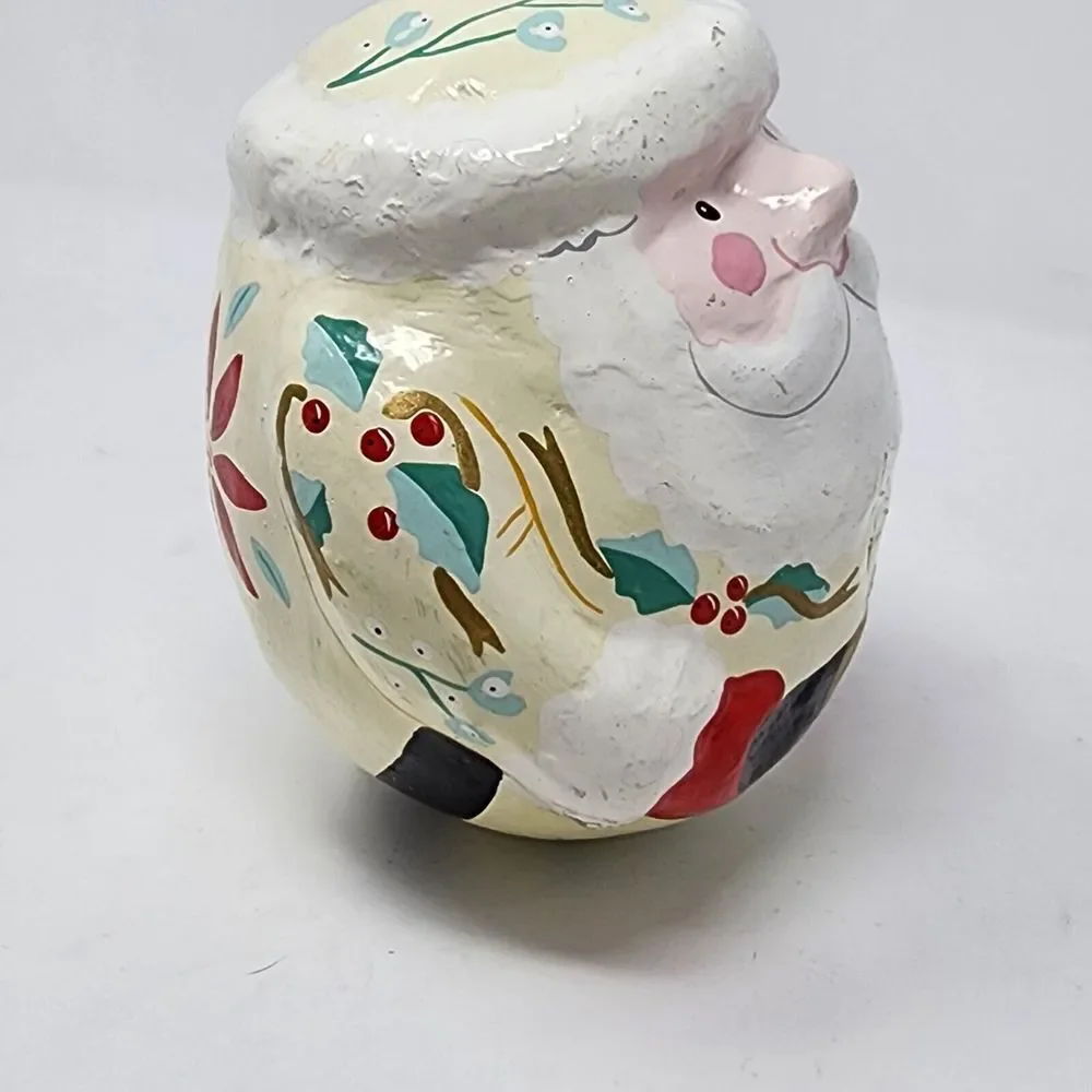 Vintage Pier One Santa Claus Hand Painted Paper Mache Wobbly‎ Folk Art Christmas